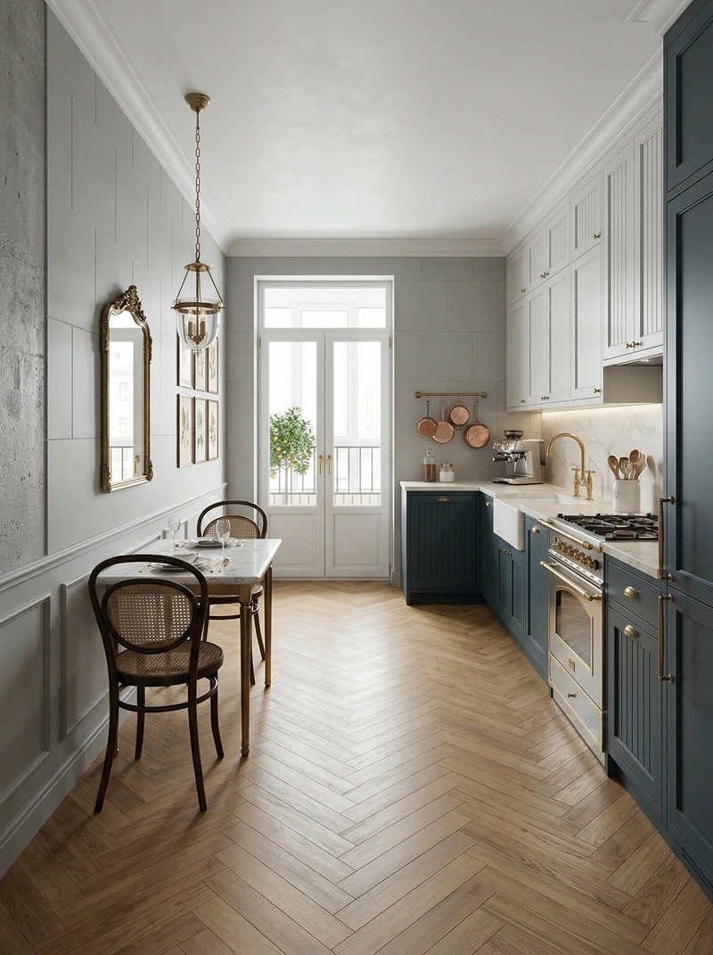 Дизайн кухни в стиле Классика — фото интерьера от нейросети RoomGPT