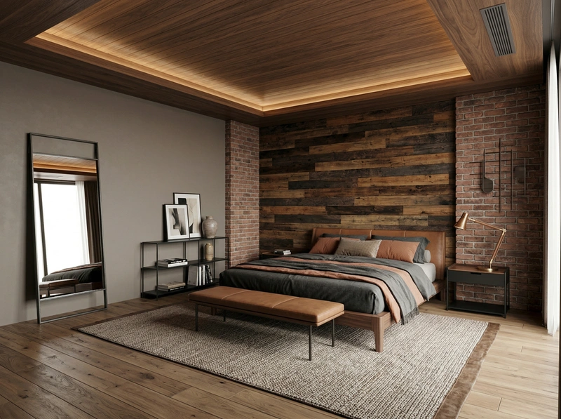 Дизайн спальни в стиле Лофт — фото интерьера от нейросети RoomGPT