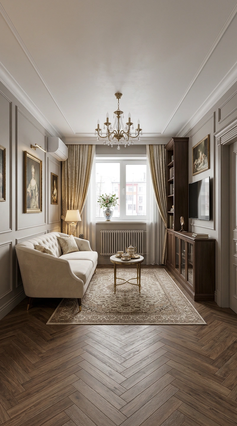 Дизайн интерьера в стиле Классика — Гостиная от нейросети RoomGPT
