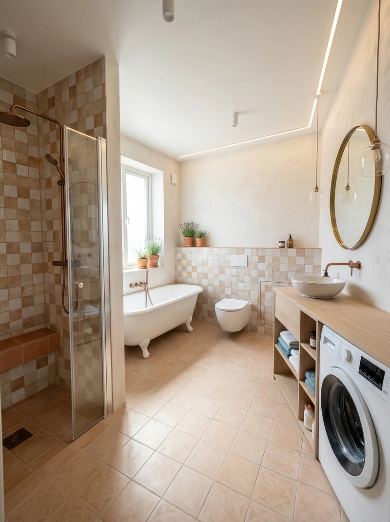 Дизайн ванной в стиле Сканди — фото интерьера от нейросети RoomGPT