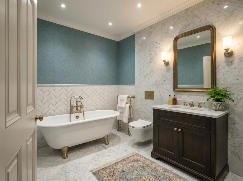 Дизайн ванной в стиле Классика — фото интерьера от нейросети RoomGPT