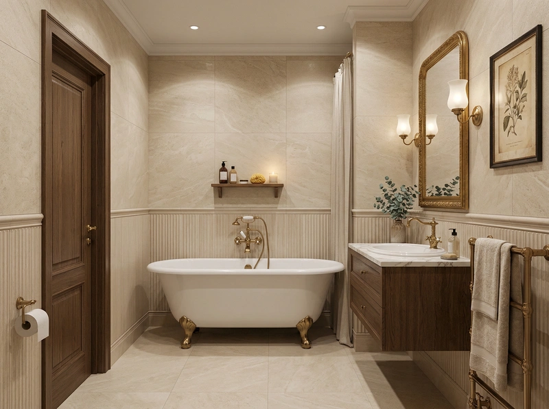 Дизайн интерьера в стиле Классика — Ванная от нейросети RoomGPT