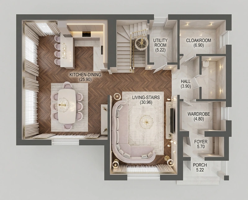 Дизайн гостиной в стиле Неоклассика — фото интерьера от нейросети RoomGPT