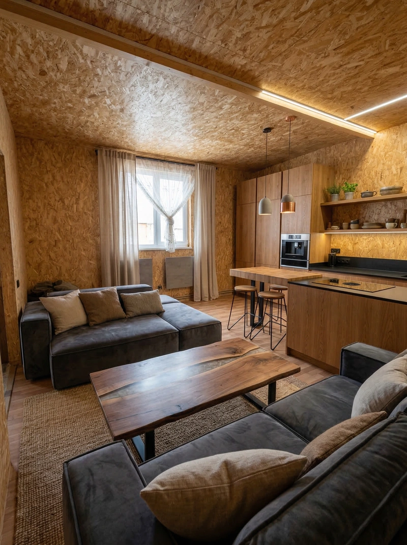 Дизайн интерьера в стиле Контемпорари — Гостиная от нейросети RoomGPT