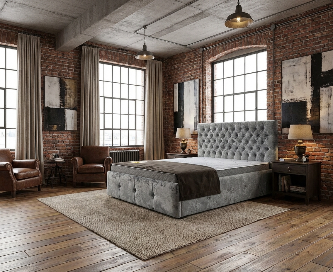 Дизайн спальни в стиле Лофт — фото интерьера от нейросети RoomGPT