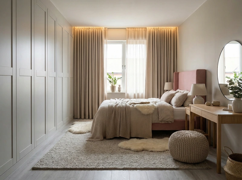 Дизайн спальни в стиле Хюгге — фото интерьера от нейросети RoomGPT