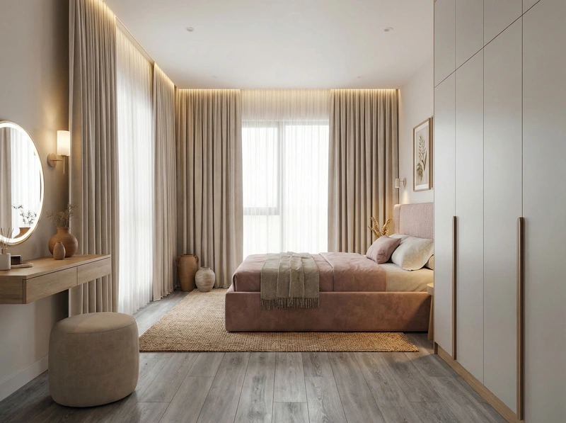 Дизайн спальни в стиле Japandi — фото интерьера от нейросети RoomGPT