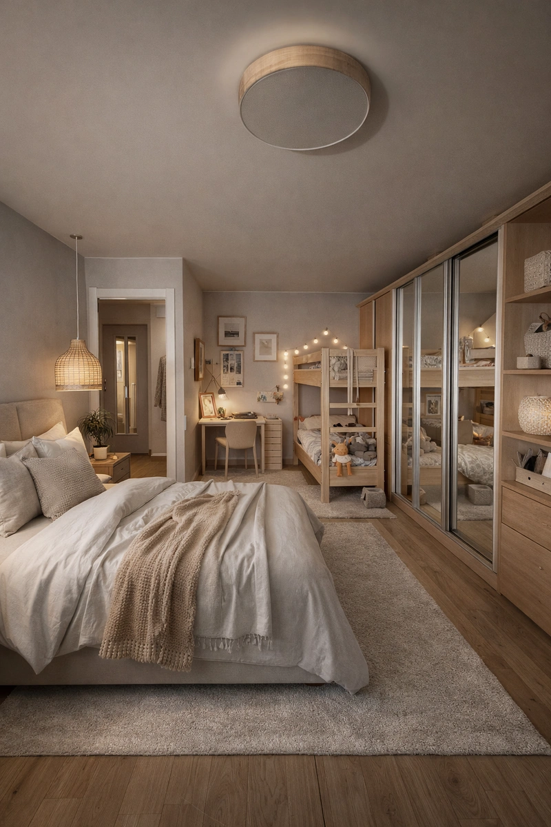 Дизайн спальни в стиле Хюгге — фото интерьера от нейросети RoomGPT