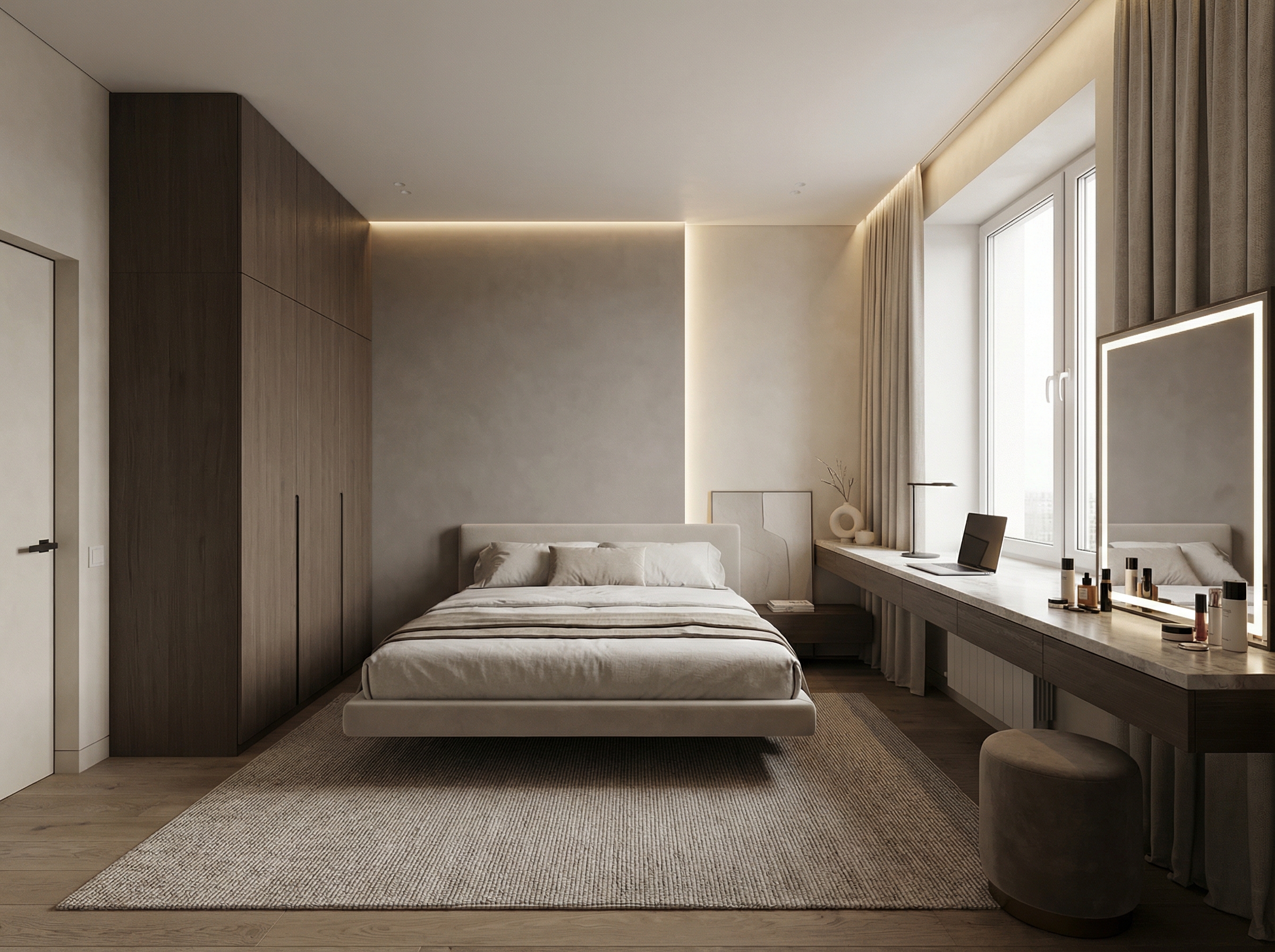 Дизайн спальни в стиле Минимализм — фото интерьера от нейросети RoomGPT