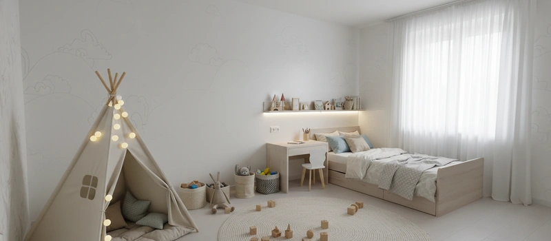 Дизайн интерьера в стиле Хюгге — Детская от нейросети RoomGPT