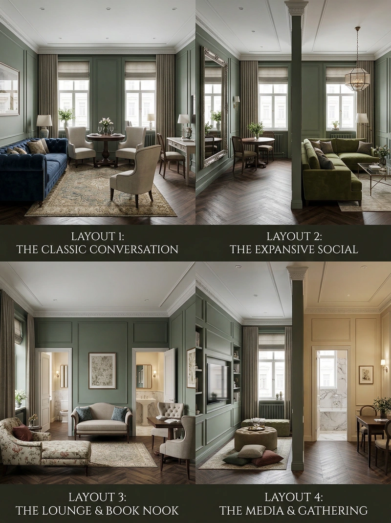 Дизайн интерьера в стиле Классика — Гостиная от нейросети RoomGPT