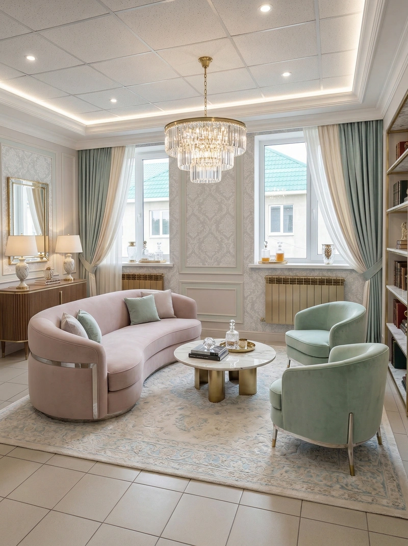 Дизайн гостиной в стиле Неоклассика — фото интерьера от нейросети RoomGPT