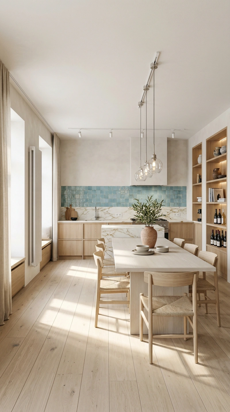 Дизайн кухни в стиле Сканди — фото интерьера от нейросети RoomGPT