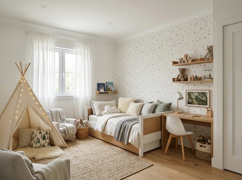 Дизайн интерьера в стиле Хюгге — Детская от нейросети RoomGPT