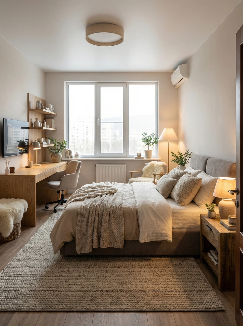 Дизайн интерьера в стиле Хюгге — Спальня от нейросети RoomGPT