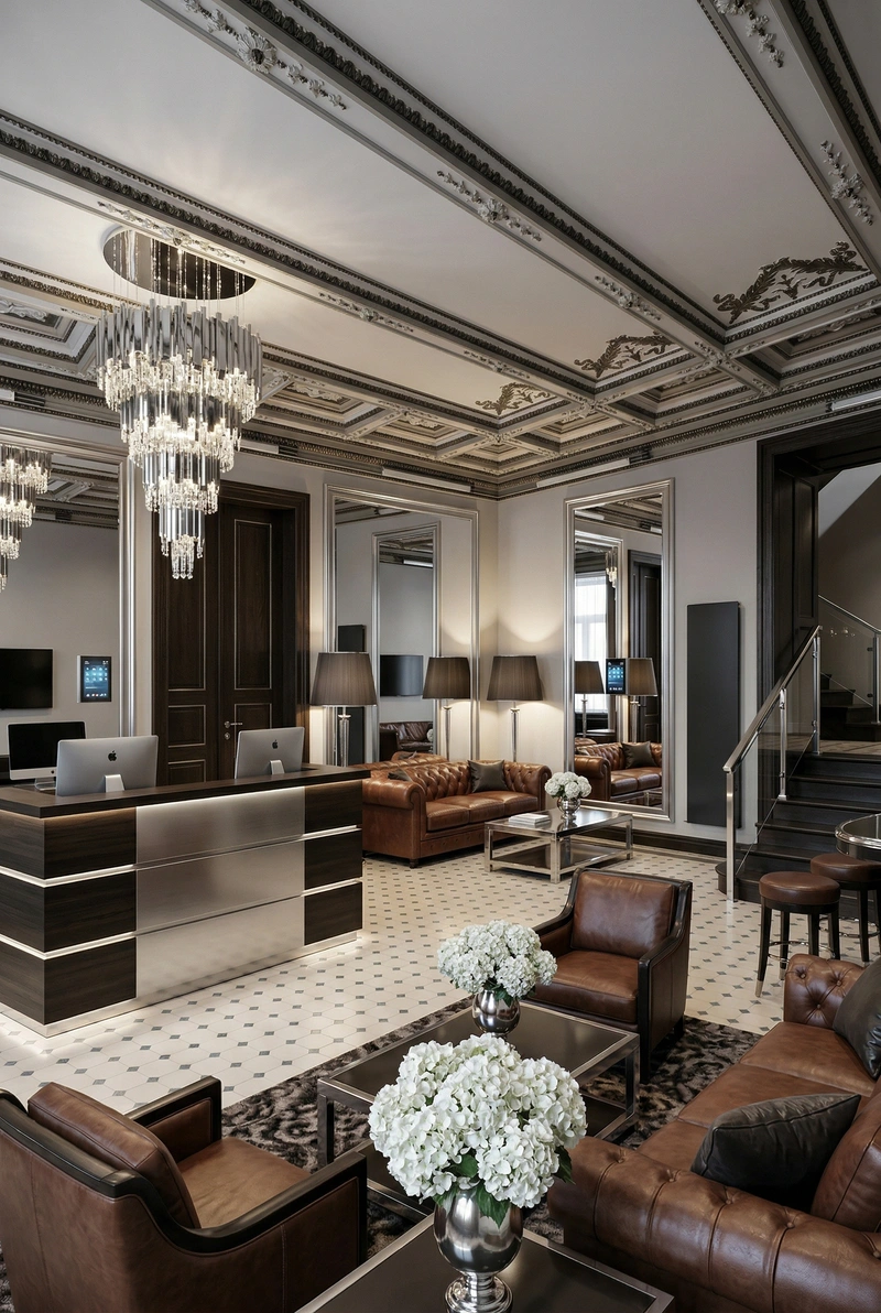 Дизайн гостиной в стиле Блэктэк — фото интерьера от нейросети RoomGPT