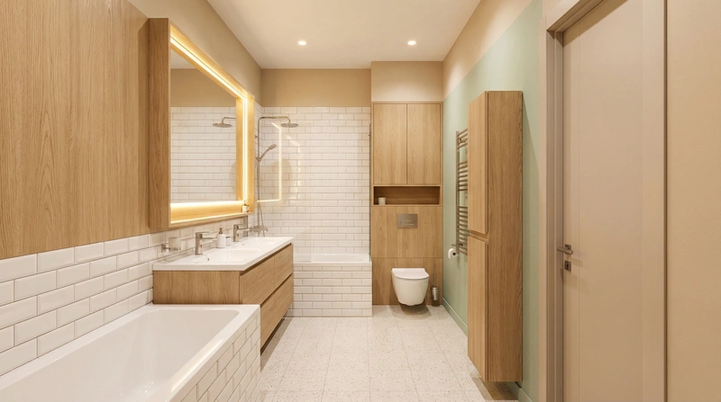 Дизайн интерьера в стиле Сканди — Ванная от нейросети RoomGPT