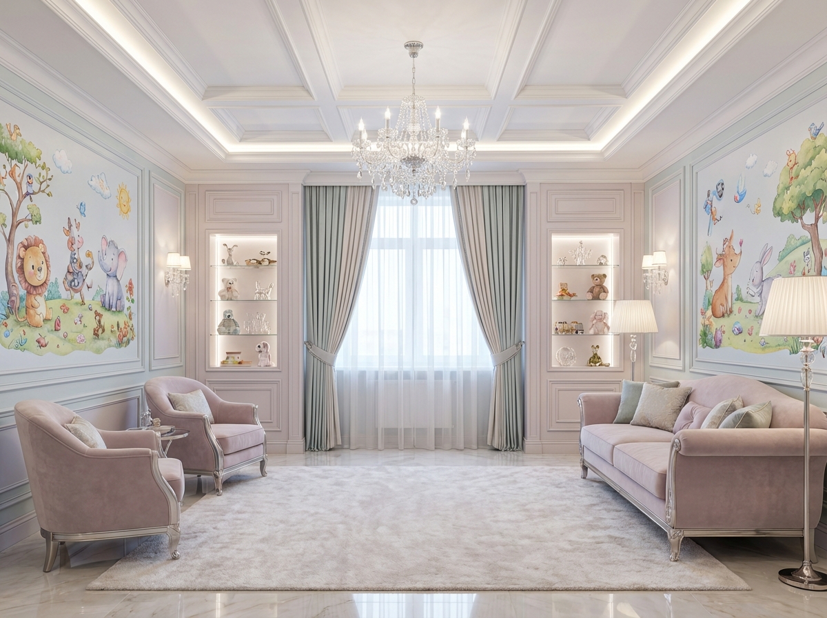 Дизайн детской в стиле Классика — фото интерьера от нейросети RoomGPT