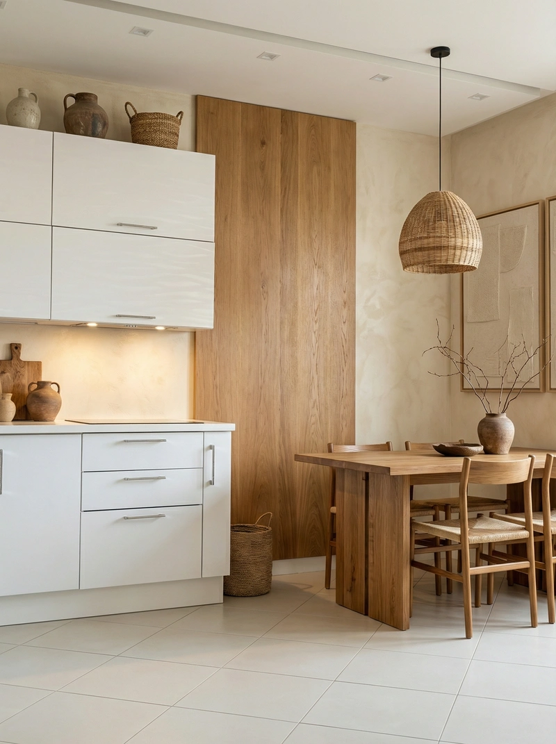 Дизайн кухни в стиле Japandi — фото интерьера от нейросети RoomGPT