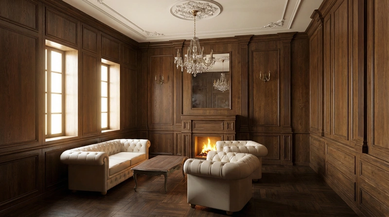 Дизайн гостиной в стиле Британский — фото интерьера от нейросети RoomGPT