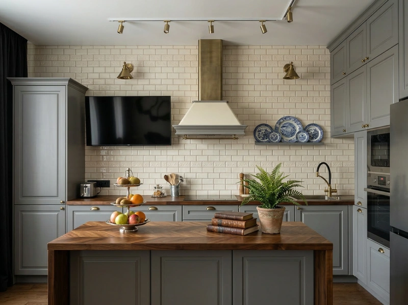 Дизайн интерьера в стиле Классика — Кухня от нейросети RoomGPT