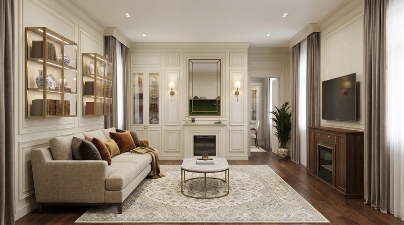 Дизайн интерьера в стиле Классика — Гостиная от нейросети RoomGPT