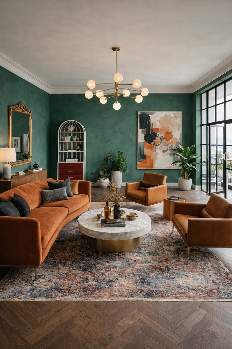 Дизайн гостиной в стиле Эклектика — фото интерьера от нейросети RoomGPT