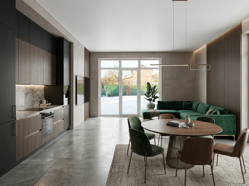 Дизайн кухни в стиле Контемпорари — фото интерьера от нейросети RoomGPT