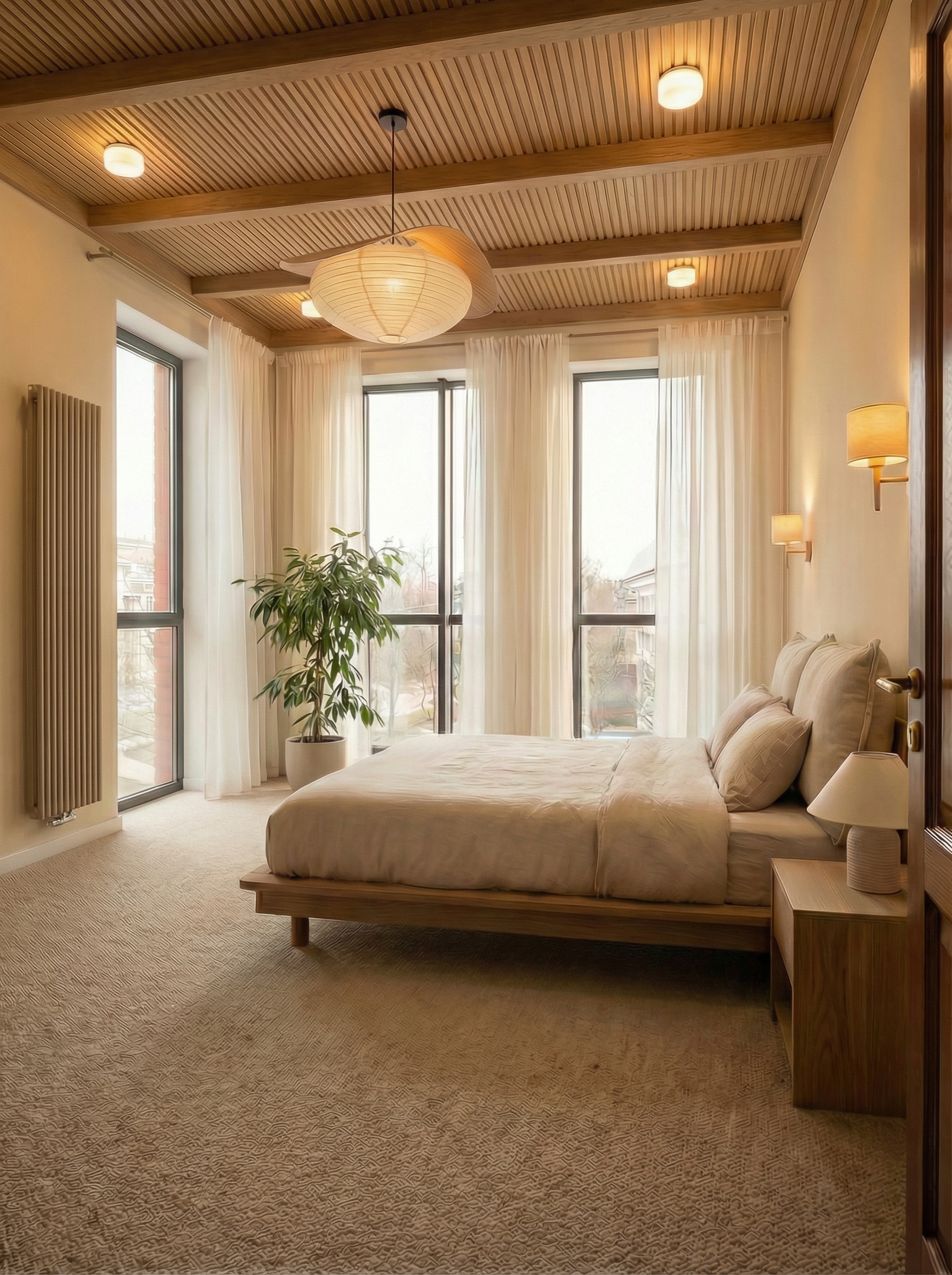 Дизайн спальни в стиле Japandi — фото интерьера от нейросети RoomGPT