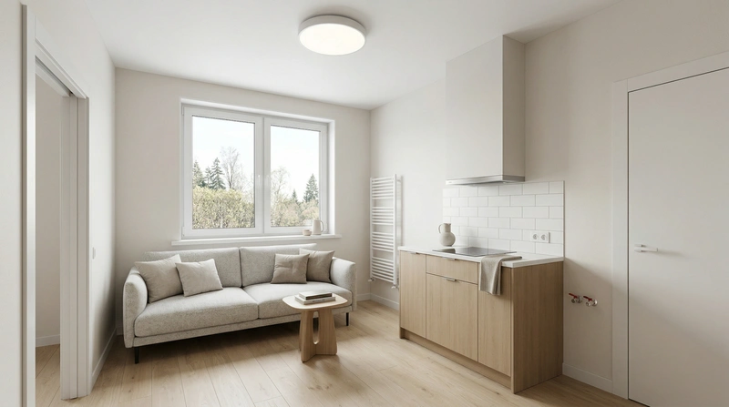 Дизайн кухни в стиле Сканди — фото интерьера от нейросети RoomGPT