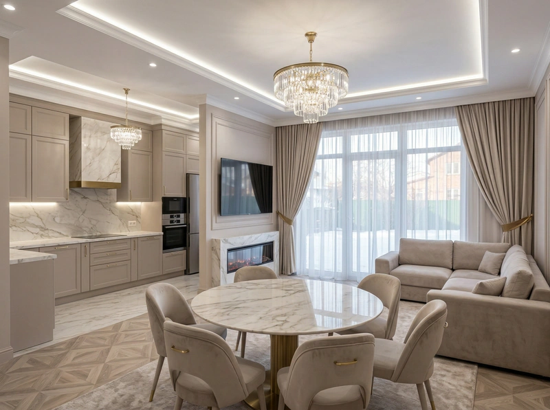 Дизайн кухни в стиле Неоклассика — фото интерьера от нейросети RoomGPT