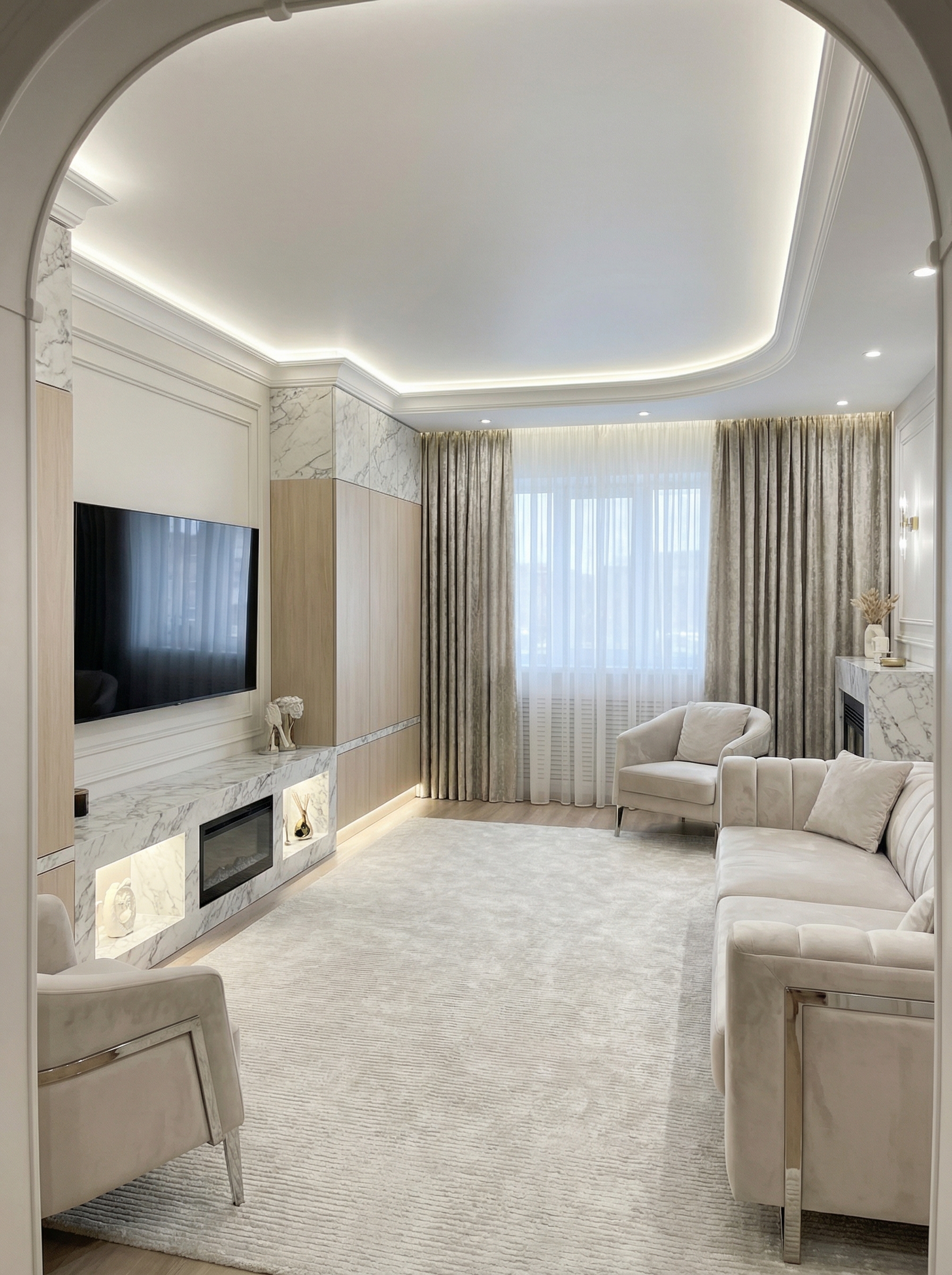 Дизайн гостиной в стиле Классика — фото интерьера от нейросети RoomGPT