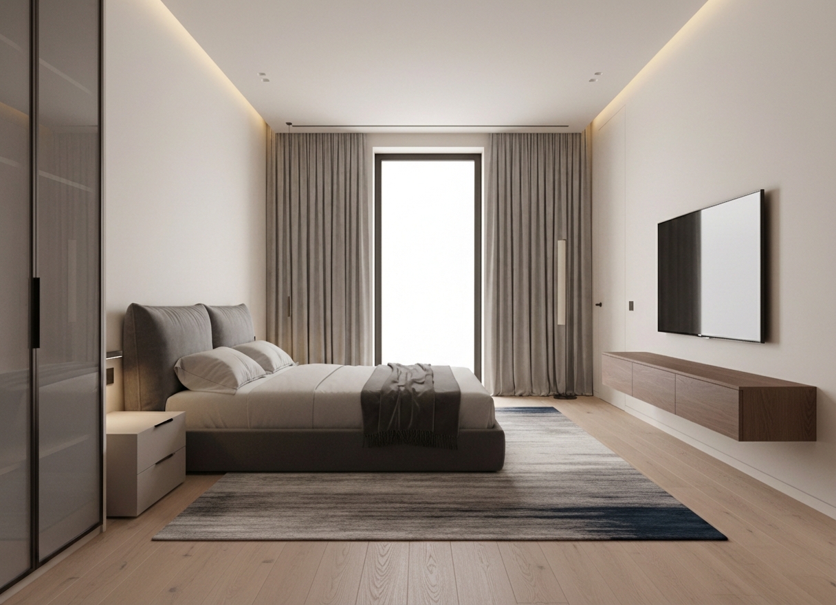 Дизайн спальни в стиле Минимализм — фото интерьера от нейросети RoomGPT