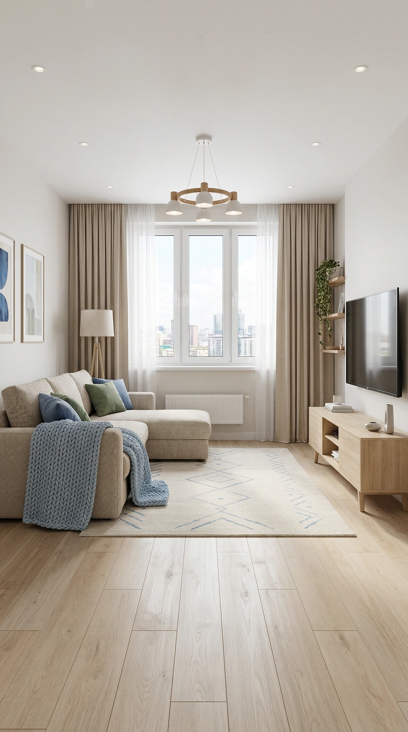 Дизайн интерьера в стиле Хюгге — Гостиная от нейросети RoomGPT