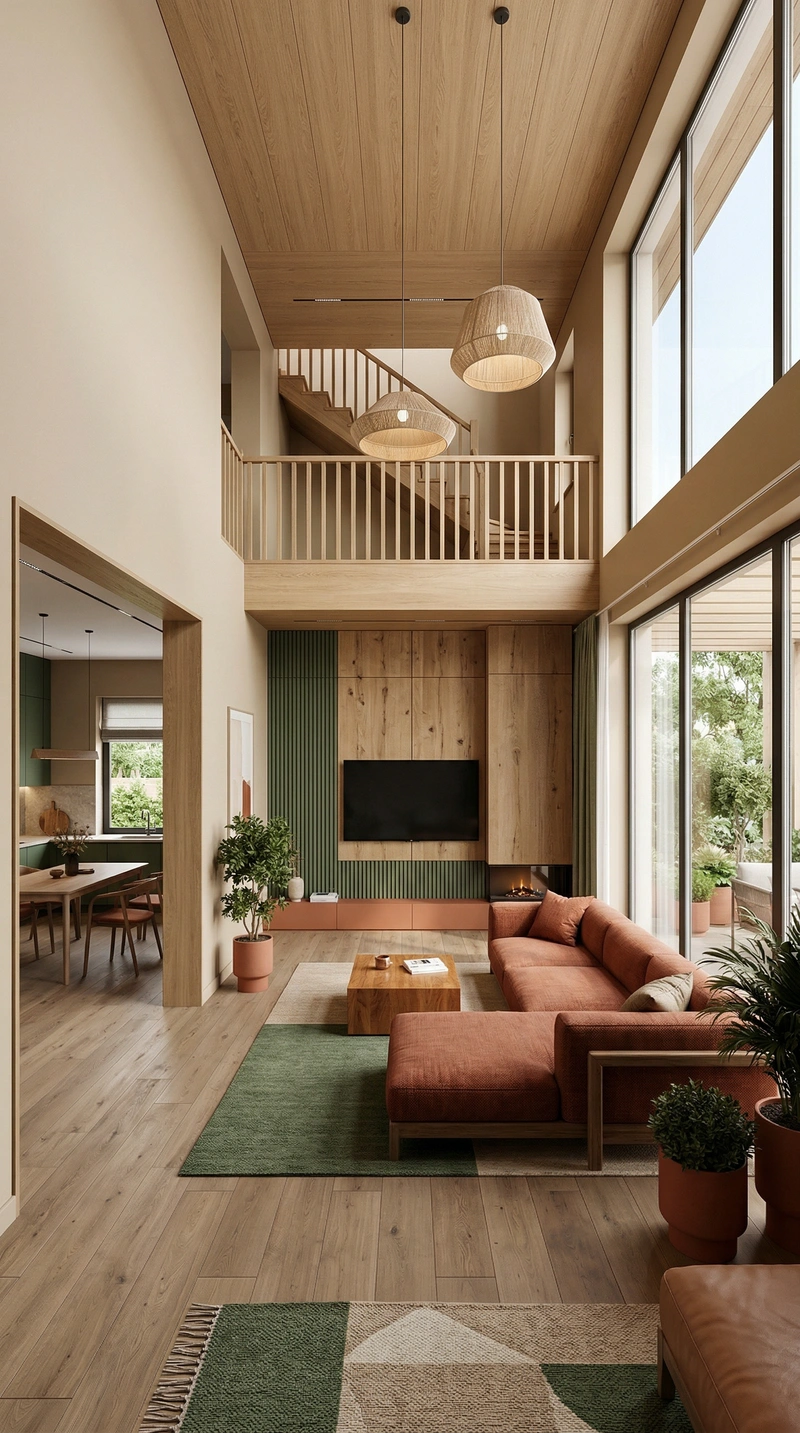 Дизайн интерьера в стиле Контемпорари — Гостиная от нейросети RoomGPT