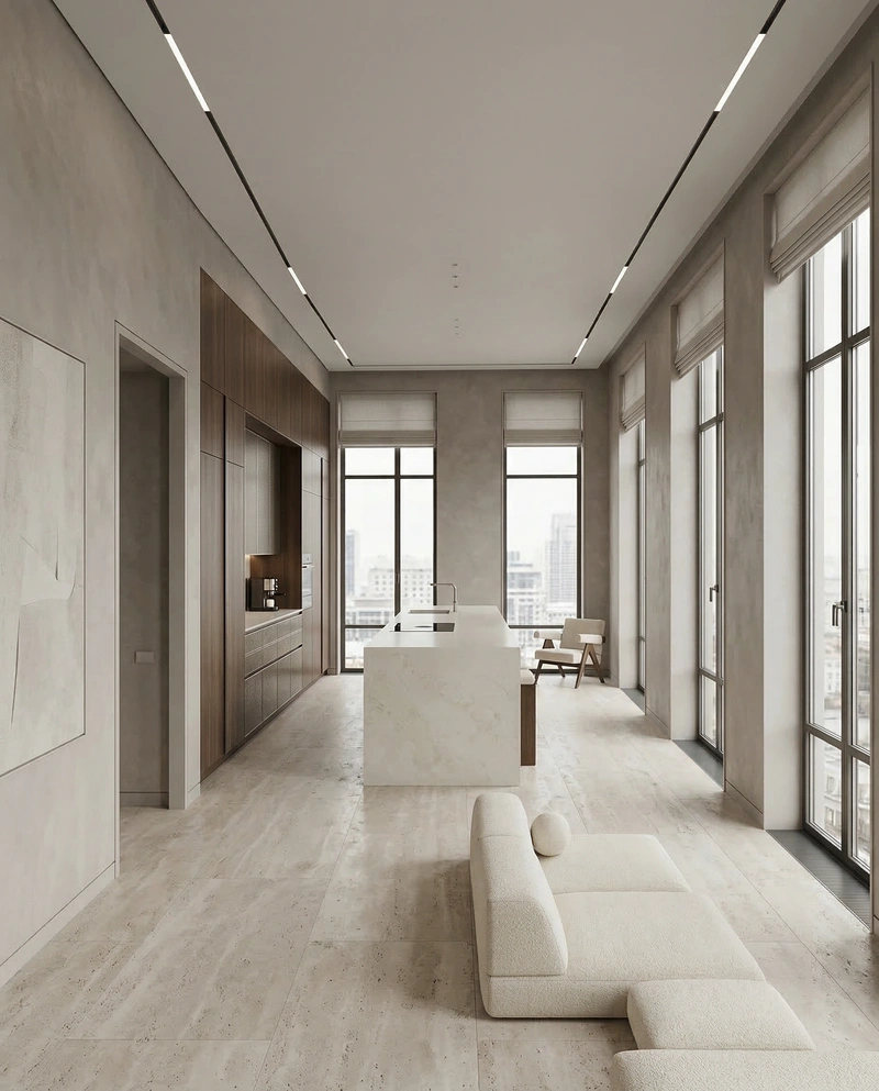 Дизайн интерьера в стиле Минимализм — Кухня от нейросети RoomGPT