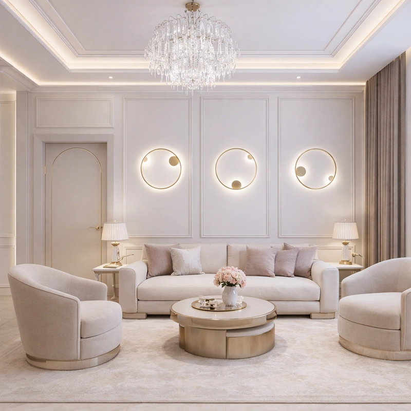 Дизайн интерьера в стиле Неоклассика — Гостиная от нейросети RoomGPT