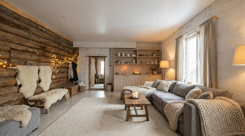 Дизайн интерьера в стиле Хюгге — Гостиная от нейросети RoomGPT