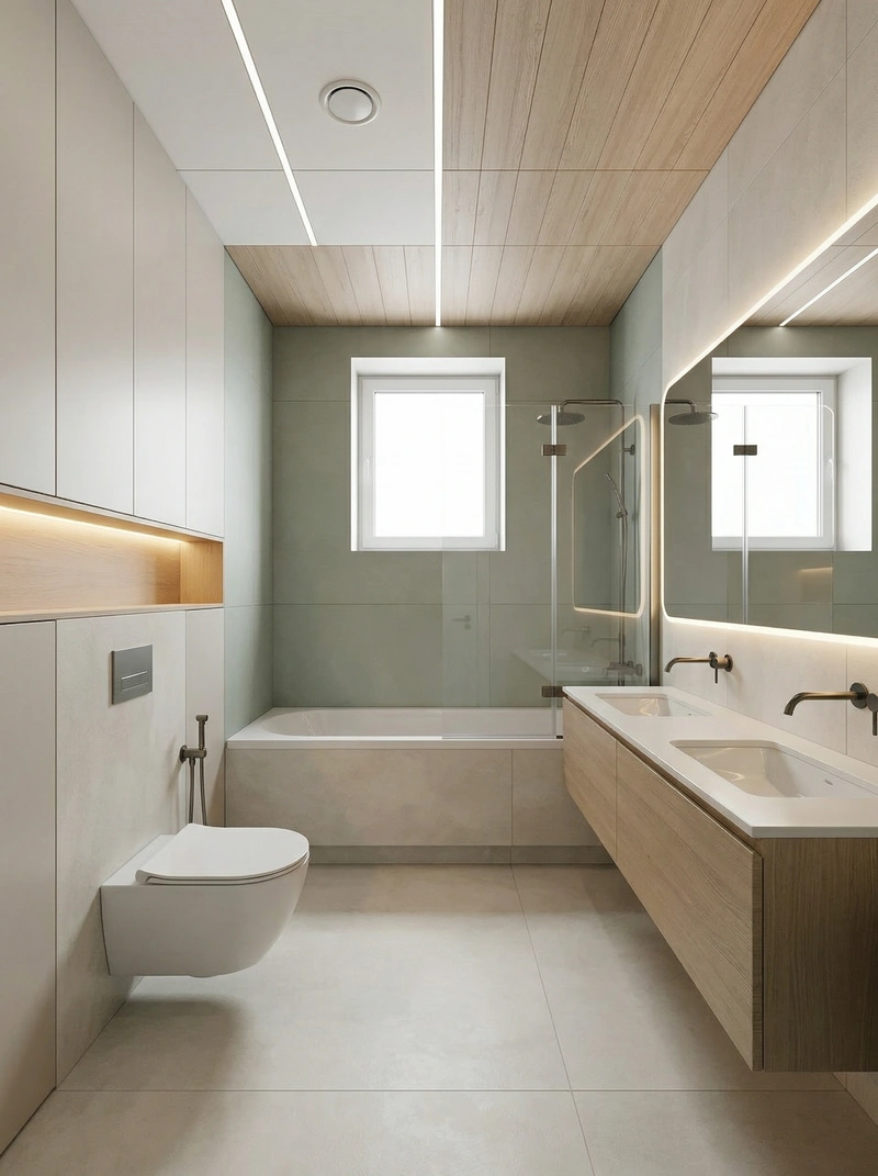 Дизайн ванной в стиле Минимализм — фото интерьера от нейросети RoomGPT