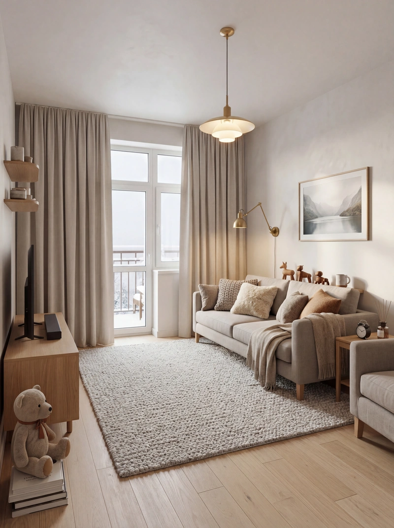 Дизайн спальни в стиле Хюгге — фото интерьера от нейросети RoomGPT