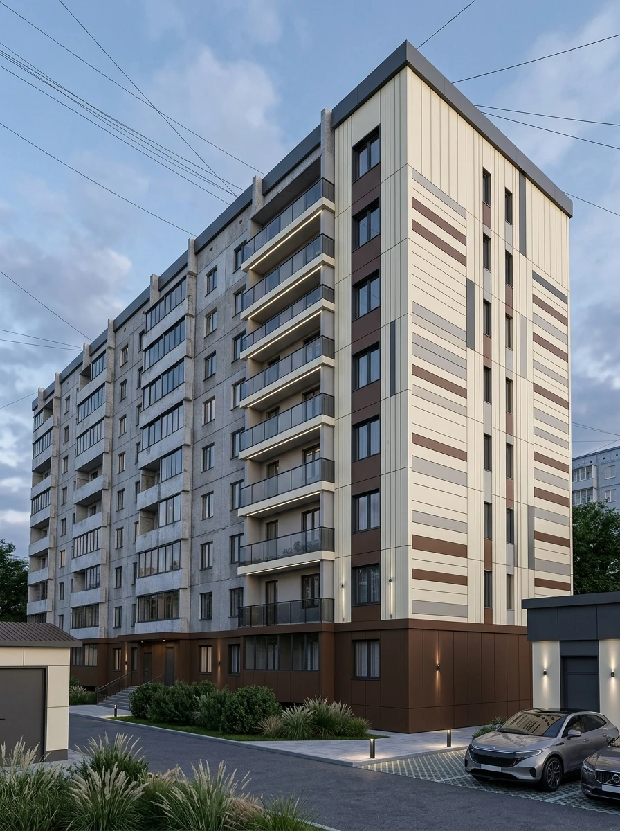 Дизайн фасада в стиле Хай-тек — Фасад от нейросети RoomGPT