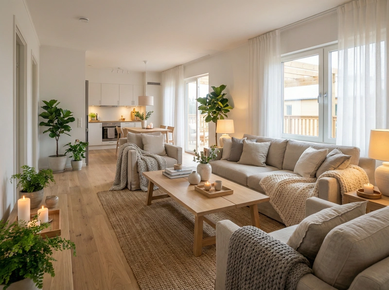 Дизайн интерьера в стиле Хюгге — Гостиная от нейросети RoomGPT