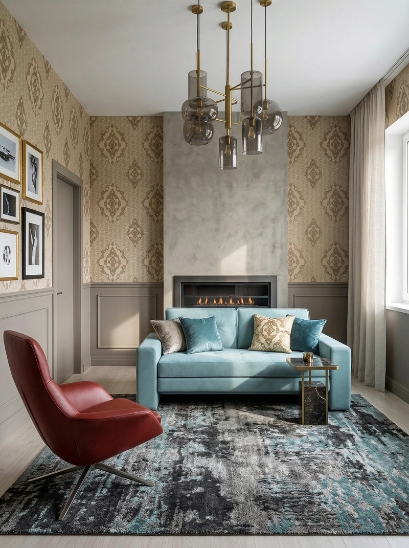 Дизайн гостиной в стиле Контемпорари — фото интерьера от нейросети RoomGPT