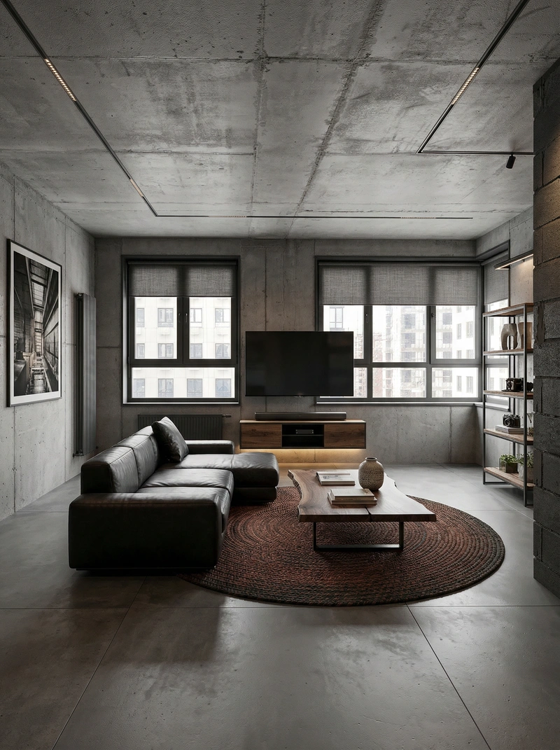 Дизайн интерьера в стиле Лофт — Гостиная от нейросети RoomGPT