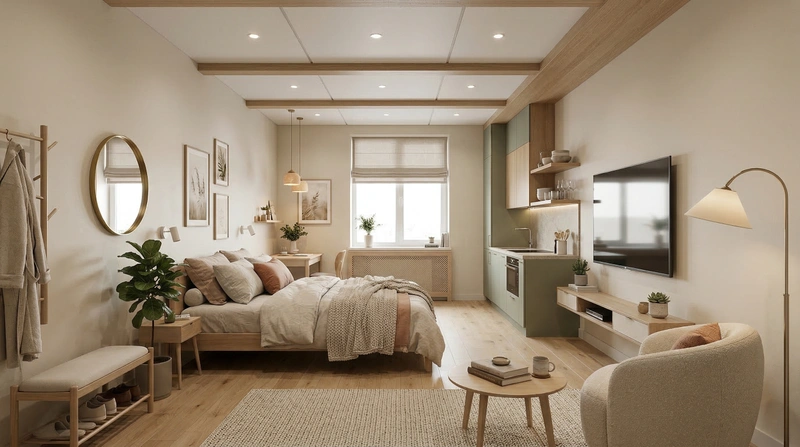 Дизайн спальни в стиле Хюгге — фото интерьера от нейросети RoomGPT