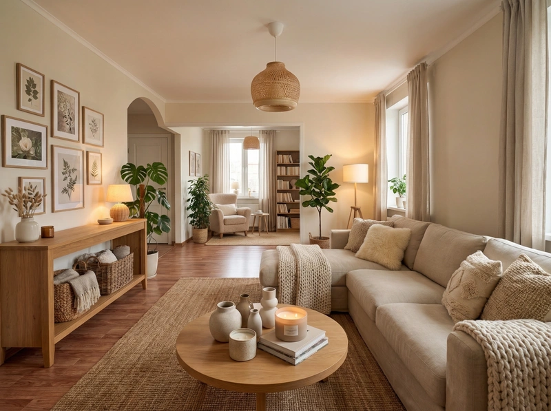 Дизайн интерьера в стиле Хюгге — Гостиная от нейросети RoomGPT