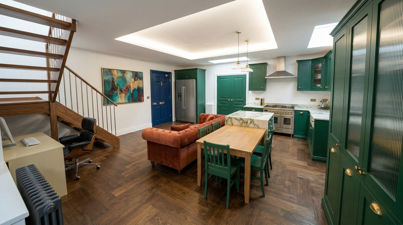 Дизайн кухни в стиле Британский — фото интерьера от нейросети RoomGPT