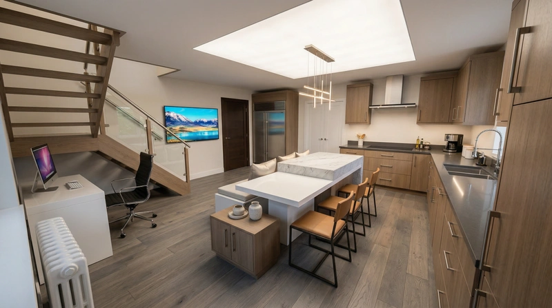 Дизайн кухни в стиле Контемпорари — фото интерьера от нейросети RoomGPT