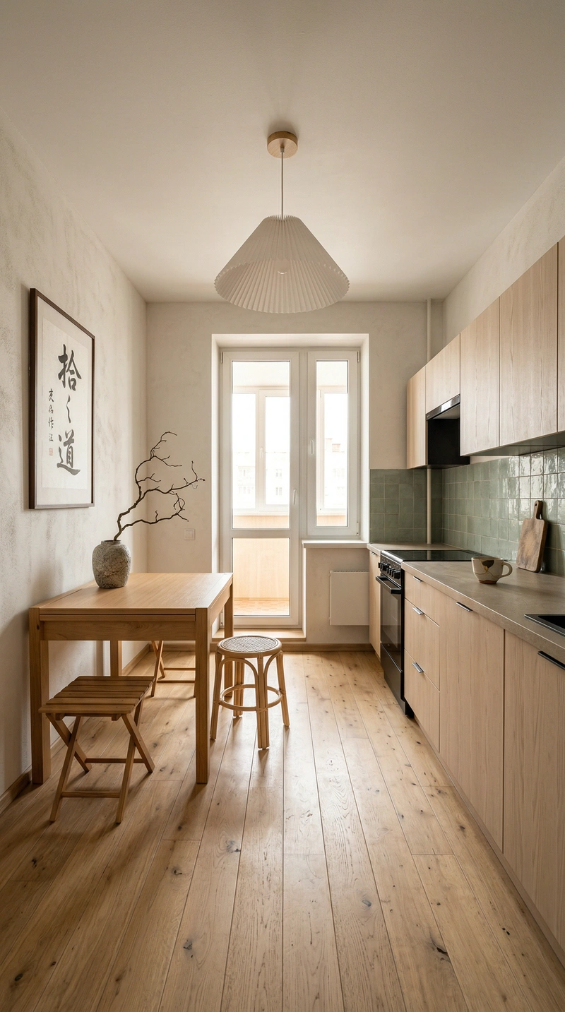 Дизайн кухни в стиле Japandi — фото интерьера от нейросети RoomGPT