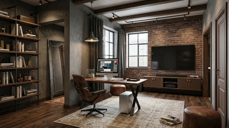 Дизайн гостиной в стиле Лофт — фото интерьера от нейросети RoomGPT